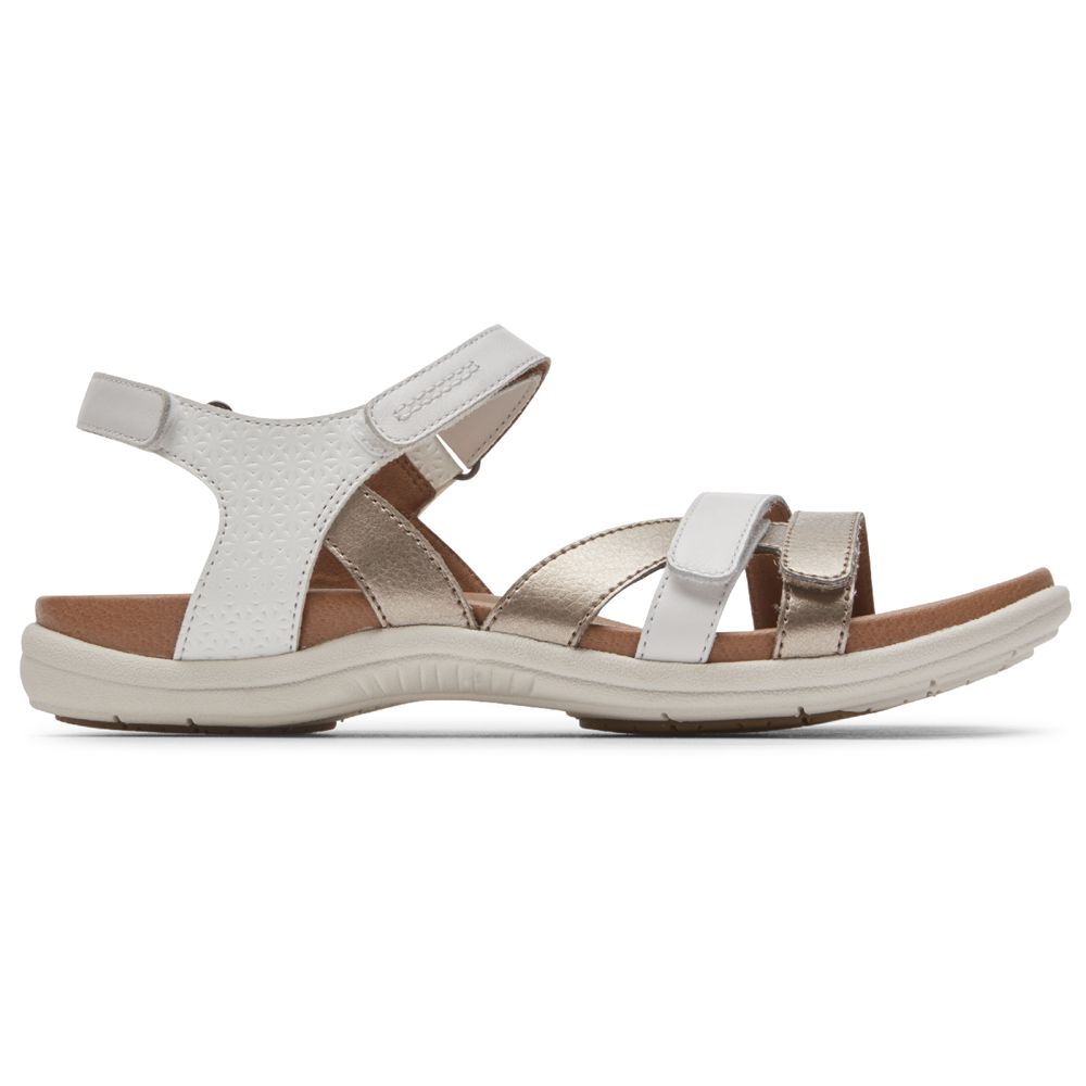 Sandálias Mulher Rockport Cobb Hill Rubey 3-Strap Branco,Portugal MNHQB-9875